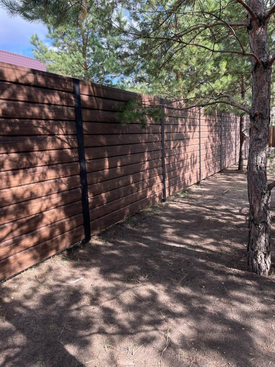 Забор из металлосайдинга ЕВРО-БРУС 67м Темный Каштан 3D Принтек фото 3 в Якутске